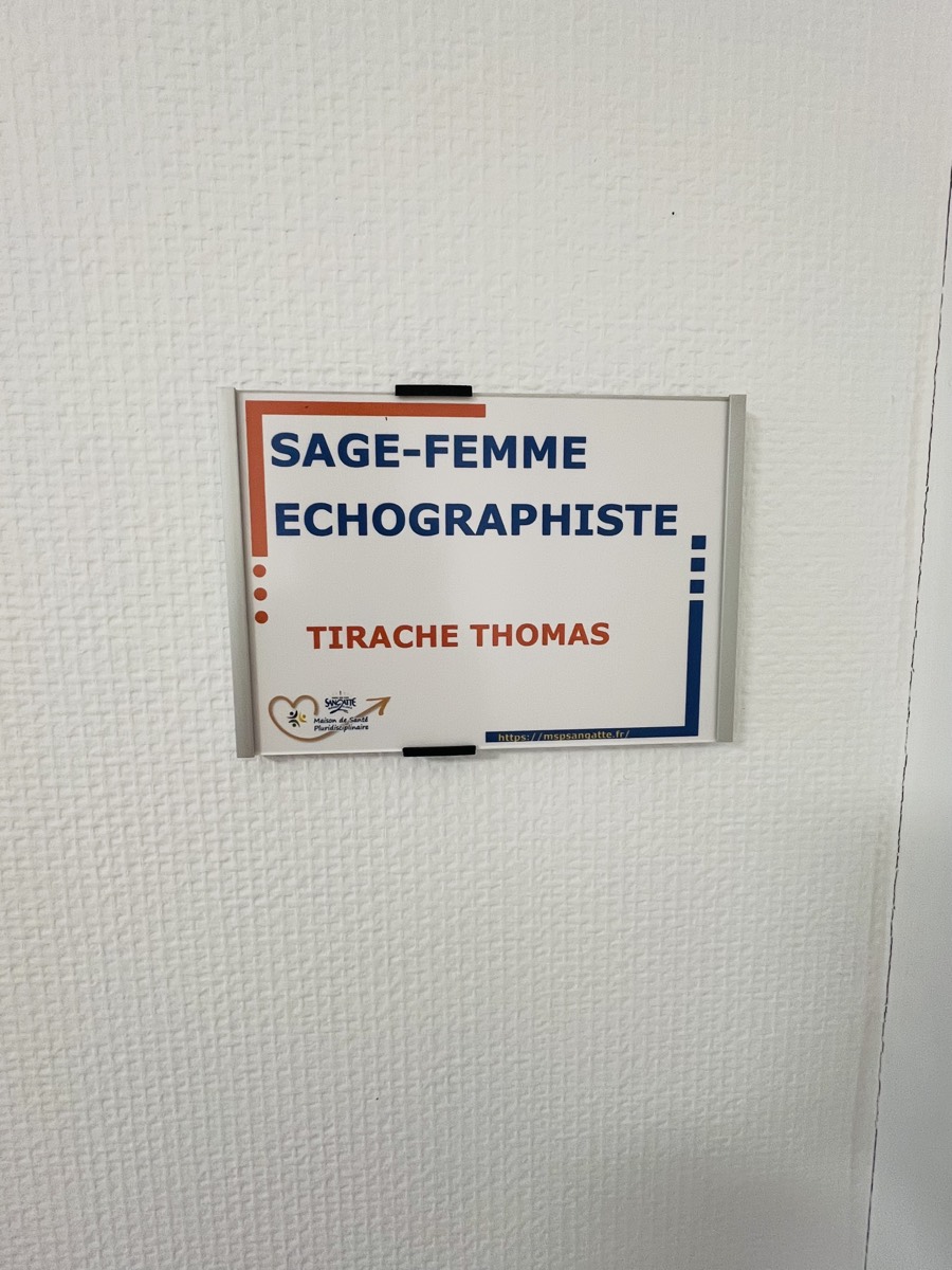 Plaque du cabinet : Sage-femme échographiste — Thomas Tirache