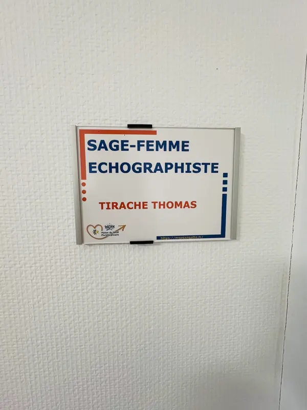 Plaque du cabinet : Sage-femme échographiste — Thomas Tirache
